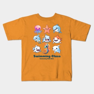 swimming class, swim kids rule, sea animals v3 Kids T-Shirt